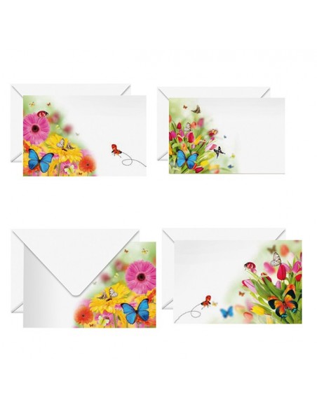 SOBRES CON TARJETAS DECORADAS MOTIVOS VARIOS "MARIPOSAS " COLORES VARIOS  ( 4 X 25 ) 100 UNID./C. 7