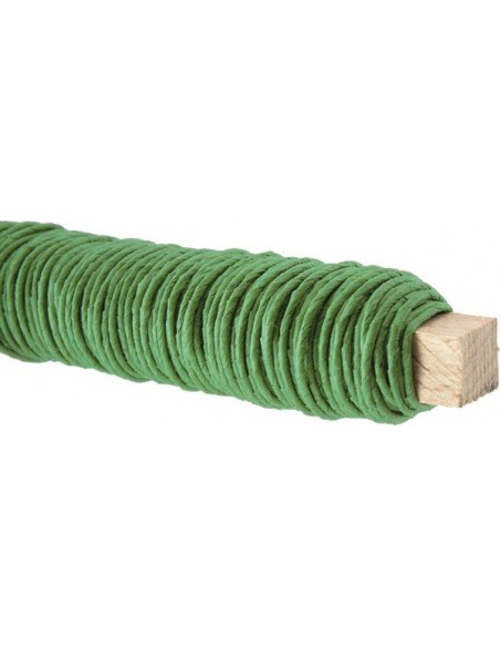 BOBINA DE ALAMBRE RECUBIERTA DE PAPEL PARA DECORACION  0.80 mm x 50 g. VERDE