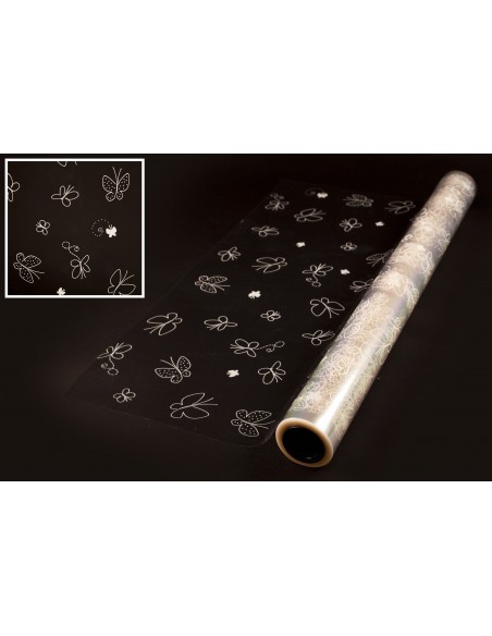 CELOFAN NEUTRO 70 X 50 MARIPOSAS BLANCAS