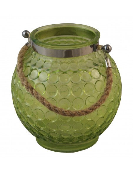Jarron cristal redondo cuerda verde