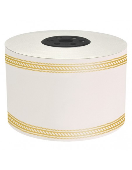 CINTA DE CORONA CON CENEFA ( ESPECIAL MOÑAS ) POLIP. BLANCO"110 micras" 100 mm x 100 m.