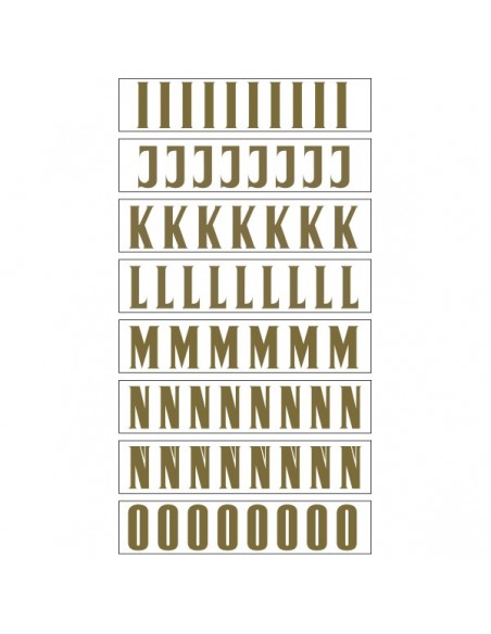 LETRAS PARA CORONAS ADHESIVAS COLOR ORO ( ALTURA LETRAS 50 mm. ) SOBRES CON 25 TIRAS ( Ñ )