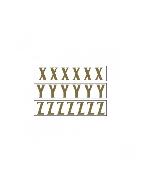 LETRAS PARA CORONAS ADHESIVAS COLOR ORO ( ALTURA LETRAS 50 mm. ) SOBRES CON 25 TIRAS ( X )