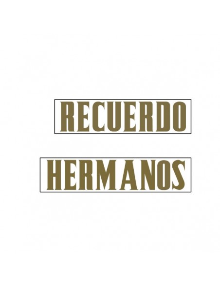 PALABRAS COMPLETAS PARA CORONAS ADHESIVAS COLOR ORO ( ALTURA LETRAS 50 mm.) SOBRES 25 TIRAS ( HERMAN