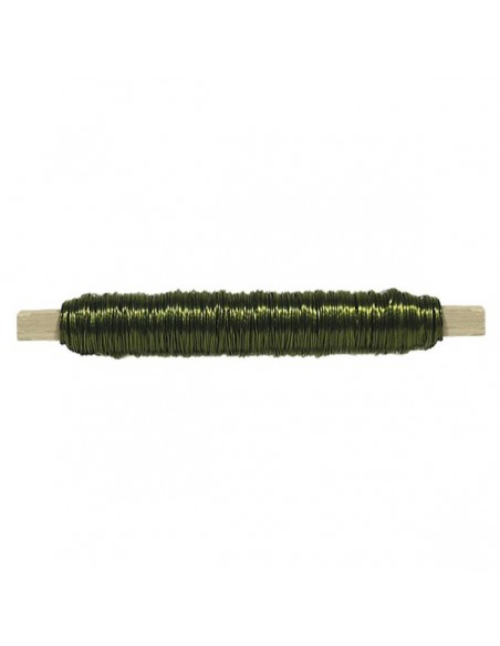 BOBINA DE ALAMBRE DE COBRE BARNIZADO CON SOPORTE DE MADERA 0.50 mm. x 100 grs. VERDE-OLIVA