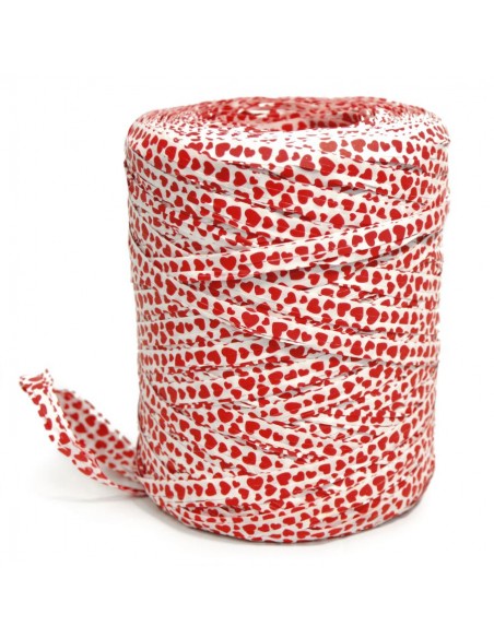 ROLLO DE RAFIA CORAZONES 200 m. BLANCO-ROJO