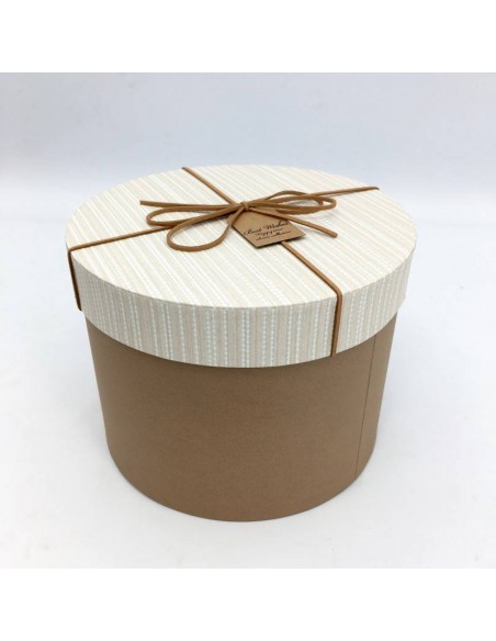 SET DE 3 CAJAS REGALO BEIGE GRANDE DIÁMETRO 28 X 20H - PEQUEÑA. 22 X 16H
