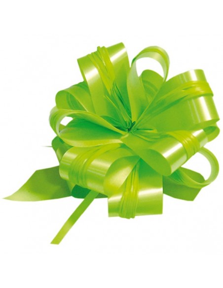 PAQUETE 15 LAZOS AUTOMATICOS + RAFIA 30 mm.- Ø 120 mm.  VERDE  150 (10x15)