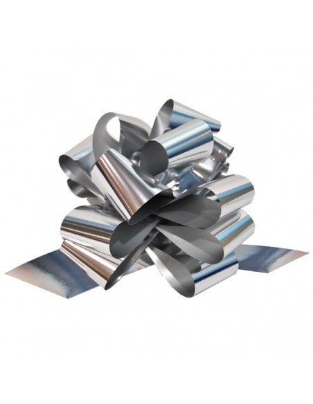 50 LAZOS AUTOMATICOS METALIZADOS 50 mm - Ø 190 mm  PLATA   500 (10x50)