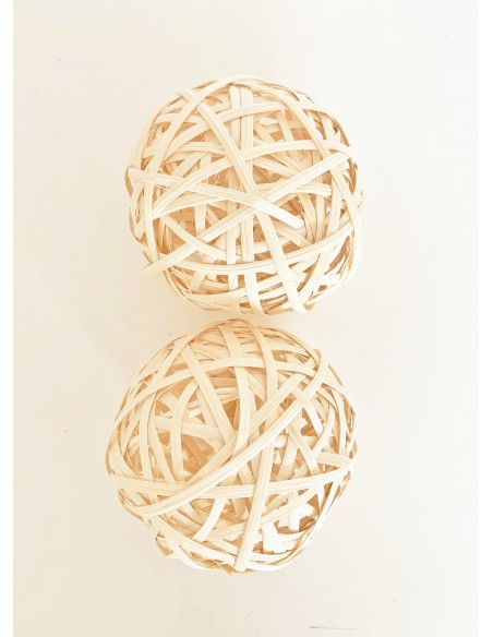 Rattan Flat Ball x2 15cms Blanco