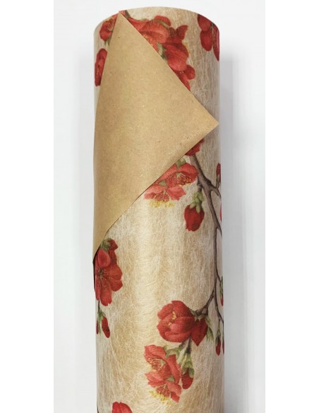 Bobina Fibra Papel 75 x 20 Florecitas Rojo