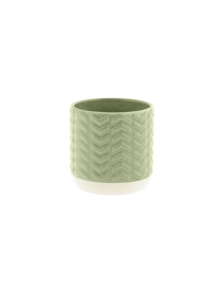 Maceta Cerámica Jing Ø12,8/10,5xH12cm Verde