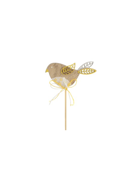 Pick Pajaro kiki 8cm x 50cm en palo x25u Amarillo