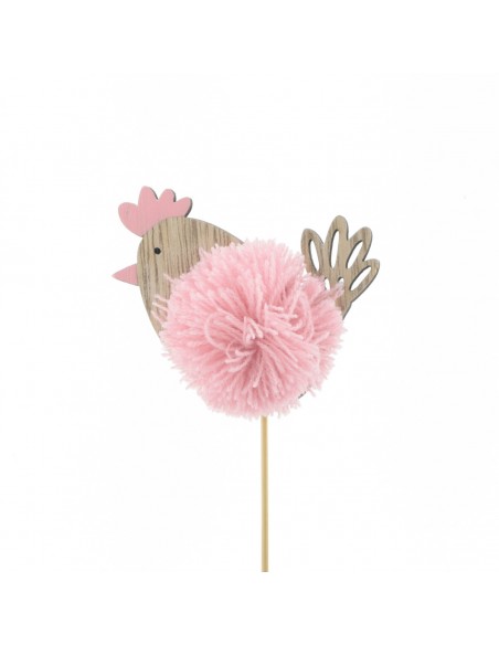 Picks Pollo chica 8cm 50cm en palo Rosa x10und