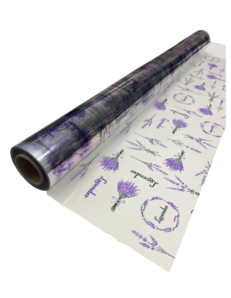 Bobina de polipropileno transparente lavanda verde 70x50m