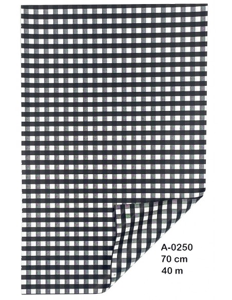 Bobina de polipropileno vichy blanco negro 70 x 40m