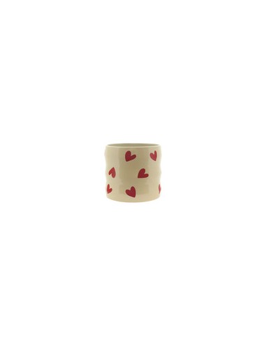 Maceta de ceramica corazones crema 12cm