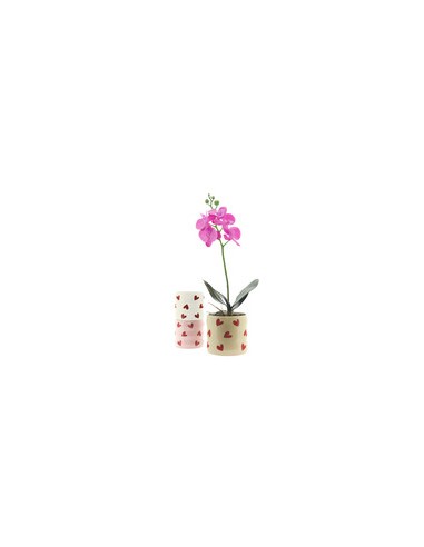Maceta de ceramica corazones crema 12cm