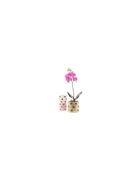 Maceta de ceramica corazones crema 12cm