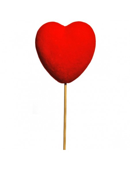 Picks Corazón Terciopelo Rojo Ø8 cm x 50cm En Palo 25und