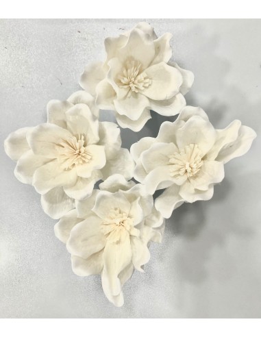 Flor Shola Magnolia Blanca 13cm x4und + Alambre