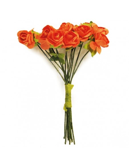 PAQUETE 12 RAMILLETES FLORES DE PAPEL NARANJA   Ø   5,5 x 8 cm.